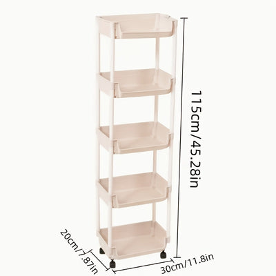 1pc Carrito de almacenamiento rodante de spa de 5 capas, almacenamiento móvil con ruedas, adecuado para sala de estar, dormitorio, dormitorio, sin batería eléctrica