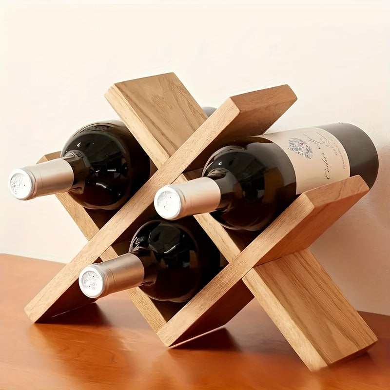 Sostenedor de Vino de Madera Apilable - Construcción de Tronco Sólido, Estilo Europeo, Estantería de Almacenamiento de Licores Multi-Ranura para Decoración del Hogar