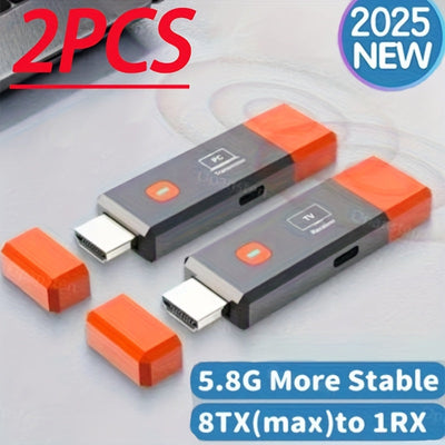 Transmisor y receptor inalámbricos compatibles con HDTV 1080P 60Hz 50m 8TXs a 1RX, adaptador de dongle de TV inalámbrico para cámara, portátil, PC, monitor de TV, proyector, Plug Play 2.4G/5.8G, baja latencia para entrada de decodificador 4K y salida 108