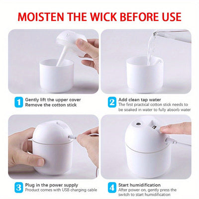 1pc Humidificador y Difusor de Aromas con USB - Luz Nocturna Portátil de Niebla Fría con LED Cambiante, Purificador de Aire para Hogar, Coche, Dormitorio - Diseño de Plástico Duradero, Regalo del Día de San Valentín, Humidificador de Olores, Construcción