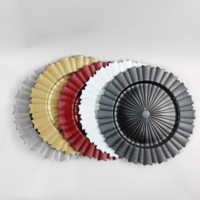 50 piezas, 13 pulgadas, platos de plástico, sol de otoño, dorados, ligeros y duraderos, reutilizables, perfectos para decoraciones de bodas, fiestas, Navidad, Halloween, suministros de vacaciones, platos decorativos de alta calidad y exquisitos.