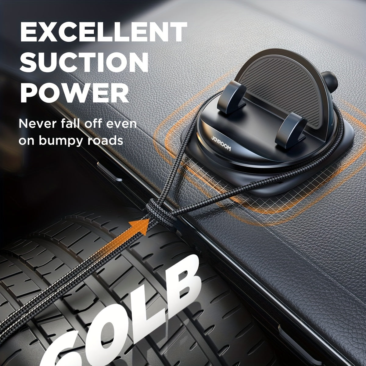 JOYROOM Soporte de teléfono para coche [Diseño de resorte ajustable] Soporte de teléfono para salpicadero 360° rotativo con silicona antideslizante compatible con Iphone, Samsung y otros teléfonos inteligentes.