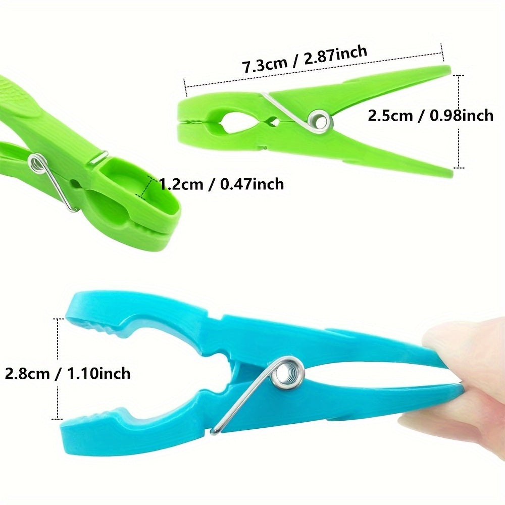 24/48pcs Pinzas de Plástico Coloridas - Clips para Ropa a Prueba de Viento con Agarre Antideslizante, Clips Resistentes de PP para Exteriores, Toallas de Playa, Duraderas en 4 Colores (Azul, Verde, Rojo, Naranja), Accesorio de Playa, Diseño Robusto, Clip