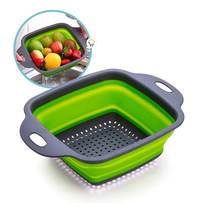 Colador Plegable Pequeño Escurridor Silicona Ahorra Espacio Cocina LD6112