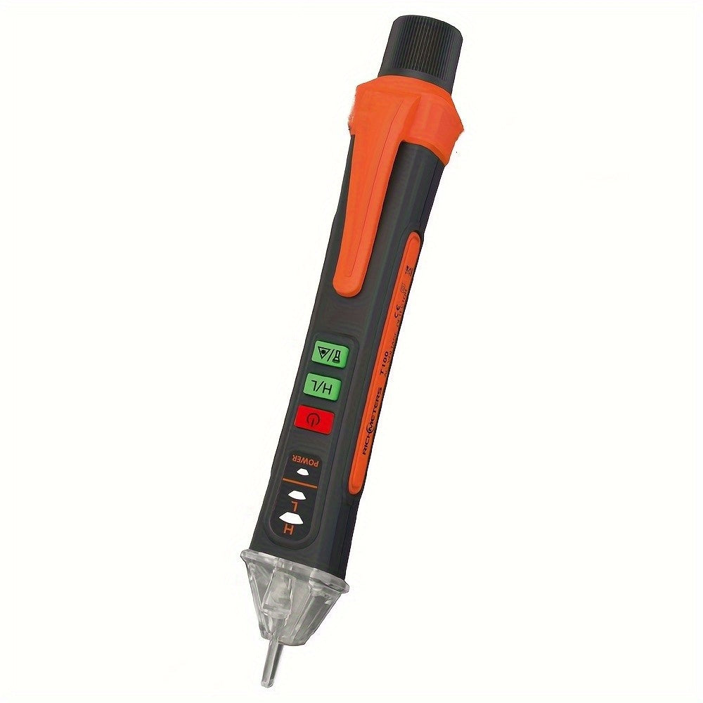 Detector de Voltaje Inteligente sin Contacto en Forma de Bolígrafo - Detección de 12-1000V AC/DC con Puntero Láser, Prueba de Cable Cero Fuego y Alarma Sonora, Sensor Eléctrico Portátil para Circuitos (Batería No Incluida), Probador de Voltaje