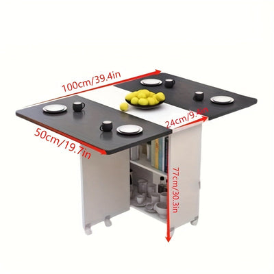 1pc Mesa de Comedor Plegable Cuadrada 100cm x 50cm x 77cm & Escritorio Móvil - Diseño Minimalista Moderno con 6 Ruedas, Mesa Retráctil para Ahorrar Espacio en Cocina, Comedor, Oficina en Casa - Construcción de Madera de Pino Sólido, Muebles de Oficina Du