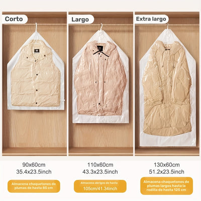 6 bolsas de almacenamiento al vacío para colgar, bolsas selladas al vacío para ahorrar espacio, bolsas de almacenamiento extra gruesas y largas, ideales para guardar ropa en el clóset, trajes, vestidos, con gancho