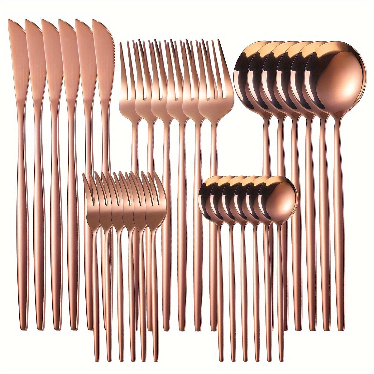 Juego de Vajilla Estilo Portugués de Acero Inoxidable de 30 Piezas, Cuchillo, Tenedor y Cucharas para Postre de Alta Gama, Apto para Lavavajillas, Ideal para Hogar, Cocina, Hotel, Restaurante, Fiestas, Festividades, Acción de Gracias, Pascua, Navidad y B