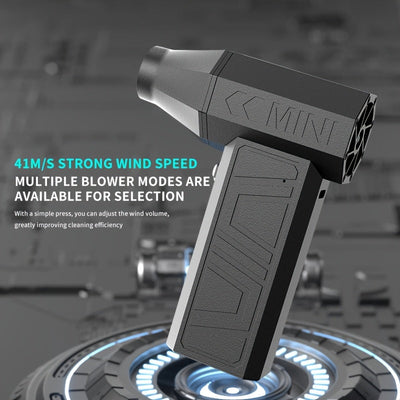 Limpiador de aire comprimido portátil, 90000RPM, 3 modos de soplador ajustables, carga USB, batería recargable de litio de 4000mAh, tensión de funcionamiento de 24V, material ABS, kit de accesorios incluido