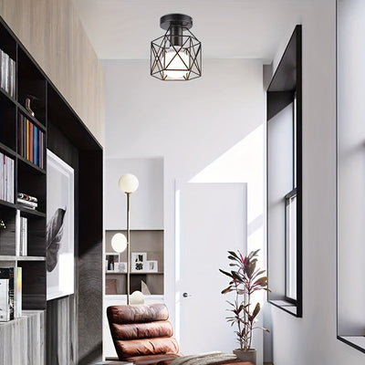 Plafón de techo minimalista moderno, estilo nórdico, metal, uso doméstico, cableado, sin fuente de luz, voltaje 85V-265V, negro, para pasillo, balcón, sala de estudio.