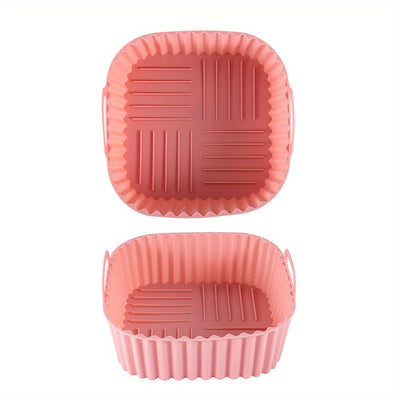 1pc Reutilizable Forro de Silicona Cuadrado para Air Fryer de 20,32cm para 4-7 QT, Insertos No Adherentes para Horno y Microondas, Accesorio de Air Fryer Fácil de Limpiar
