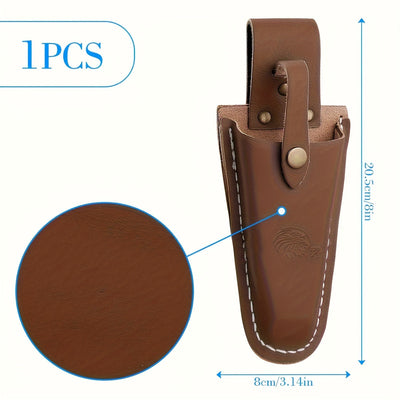 Estuche de poda de cuero duradero - Bolsa de herramientas de jardín clásica con cierre de clic seguro, práctica para cortar tijeras, cortadores y almacenamiento de herramientas - Marrón, cierre magnético, forro de EVA, diseño ligero y elegante, accesorio