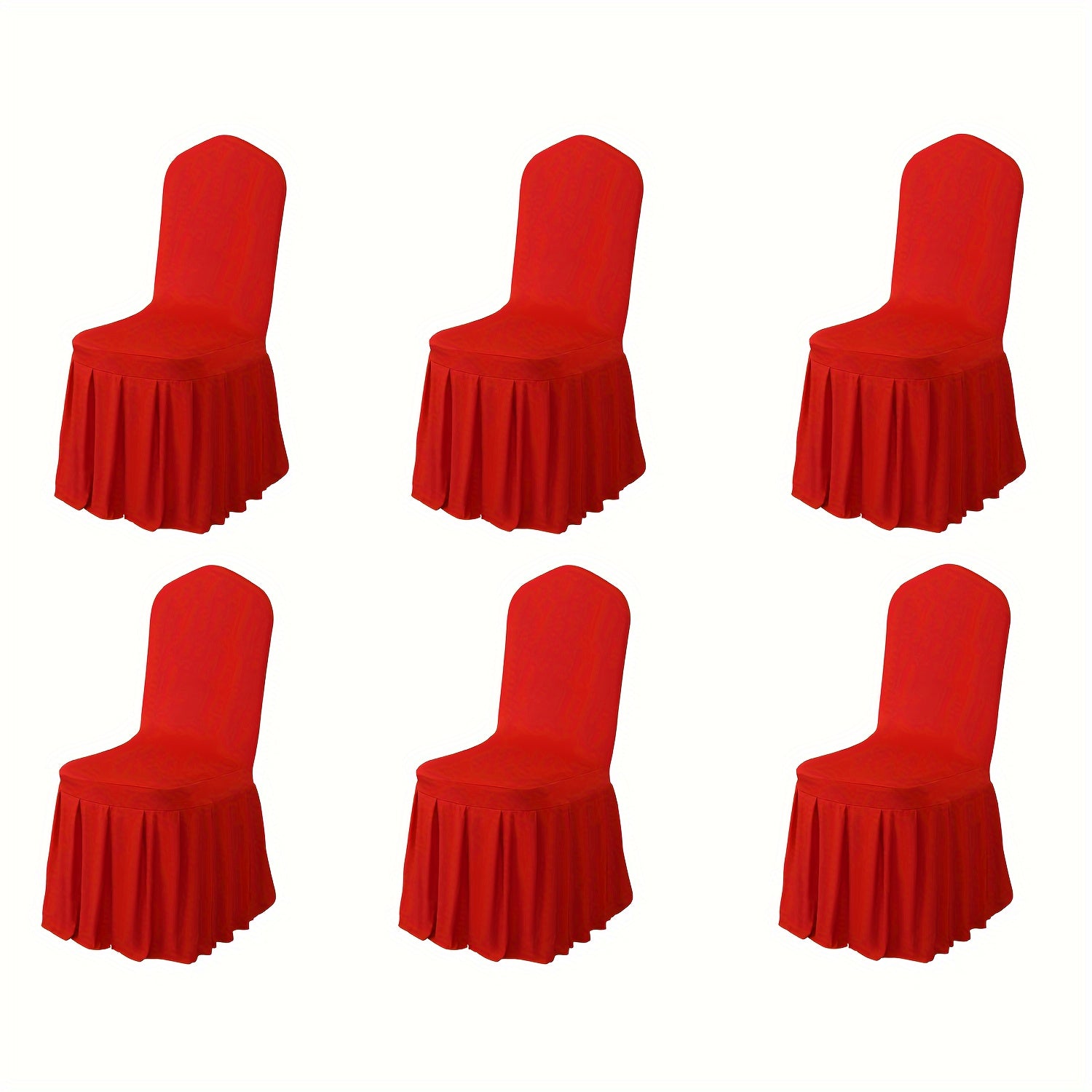 6/12pcs Funda para Silla con Falda, Cubierta Elástica Larga de Spandex para Silla de Comedor, Funda Protectora, Cubierta Elástica para Silla de Comedor de Boda, Desmontable y Lavable, Adecuada para Hoteles, Bodas, Banquetes y Decoración del Hogar