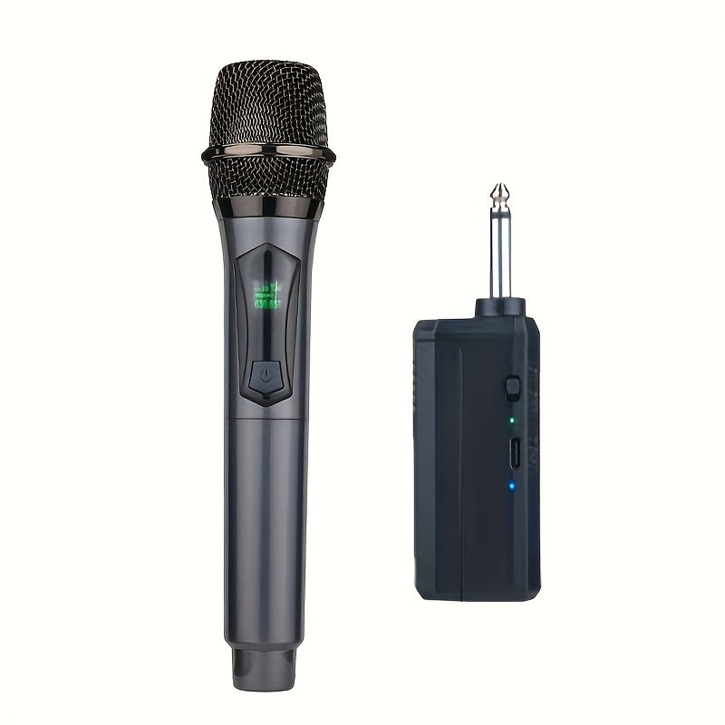 Micrófono inalámbrico YAMNWEO, micrófono inalámbrico UHF recargable con receptor, 160 pies, negro