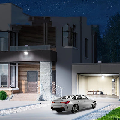 Luz solar con sensor de movimiento de 400 LED - Aplique de pared para exteriores con cable de 5.0 metros, control remoto, iluminación de anochecer a amanecer, función de seguridad para porche, jardín y regalos navideños, luz de seguridad exterior | Luz e
