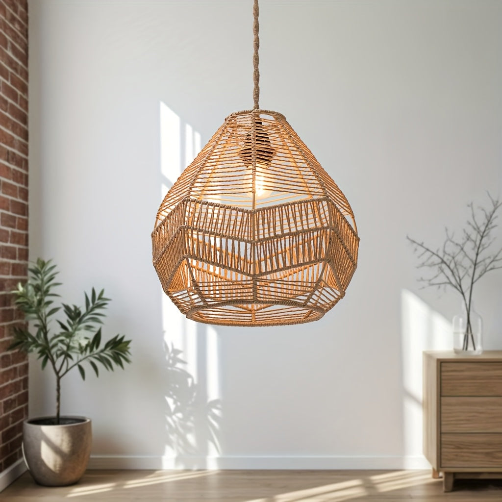 Lámparas de techo modernas para interiores con sombreros de cuerda de papel tejido a mano - Decoración de hogar sin bombilla incluida, decoración creativa para sala de estar o oficina, iluminación de sala de estar | Iluminación artesanal | Sombreros deco
