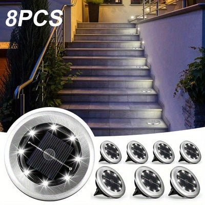 Paquete de 8 Luces Solares Exteriores LED para Jardín/Patio/Sendero con Sensor Automático de Brillo Inteligente