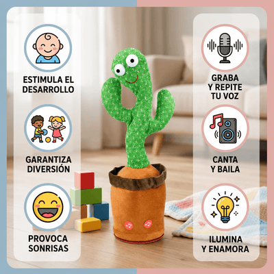 Peluche Bailarin Cactus Luminoso Juguete Color Verde 60 Canciones