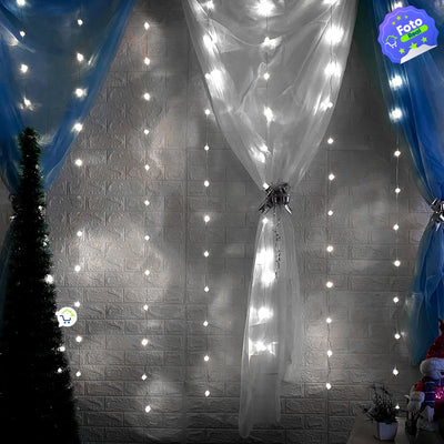 Cortina Esferas Navidad 2.8 x 1.9 m 120 LED Cristal Luces Decorativas 1815A
