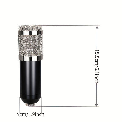 Kit de micrófono Black Iron Studio, BM-800 Podcast Mic, con tarjeta de sonido V8, batería de litio recargable por USB, control de volumen, conector de 3,5 mm, para portátil, Vlog, transmisión en vivo, videoconferencia, karaoke, canto
