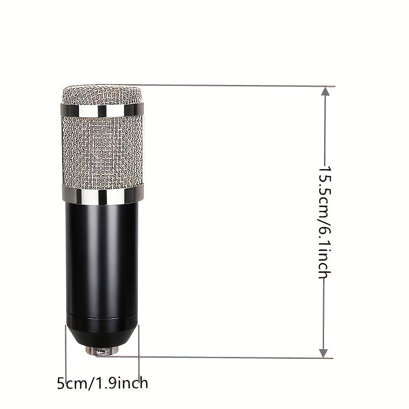 Kit de micrófono Black Iron Studio, BM-800 Podcast Mic, con tarjeta de sonido V8, batería de litio recargable por USB, control de volumen, conector de 3,5 mm, para portátil, Vlog, transmisión en vivo, videoconferencia, karaoke, canto