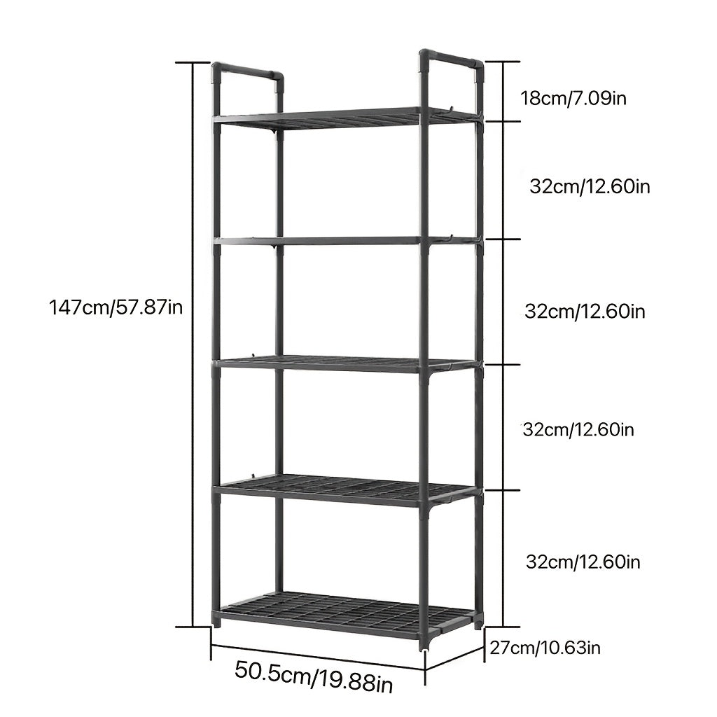 Estante de almacenamiento multiusos, organizador independiente de metal y plástico duradero, para cocina, baño y sala de estar, con microondas, libros y pequeños electrodomésticos.