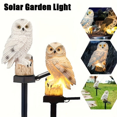 1pc Luz LED Solar con Patrón de Búho y Estaca - Decoración Exterior de Plástico Duradero, Batería Incorporada para Navidad Halloween Jardín Patio Césped, Regalo para Amantes de los Búhos, Iluminación Festiva, Material Resistente al Clima, Decoración de L
