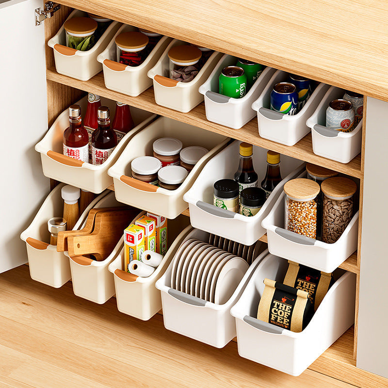Juego de 2 botes de almacenamiento plásticos multifuncionales, diseño curvo para organización del hogar, ideal para productos de limpieza y artículos esenciales del hogar, botes de almacenamiento para organización del hogar, canastas, botes y contenedore