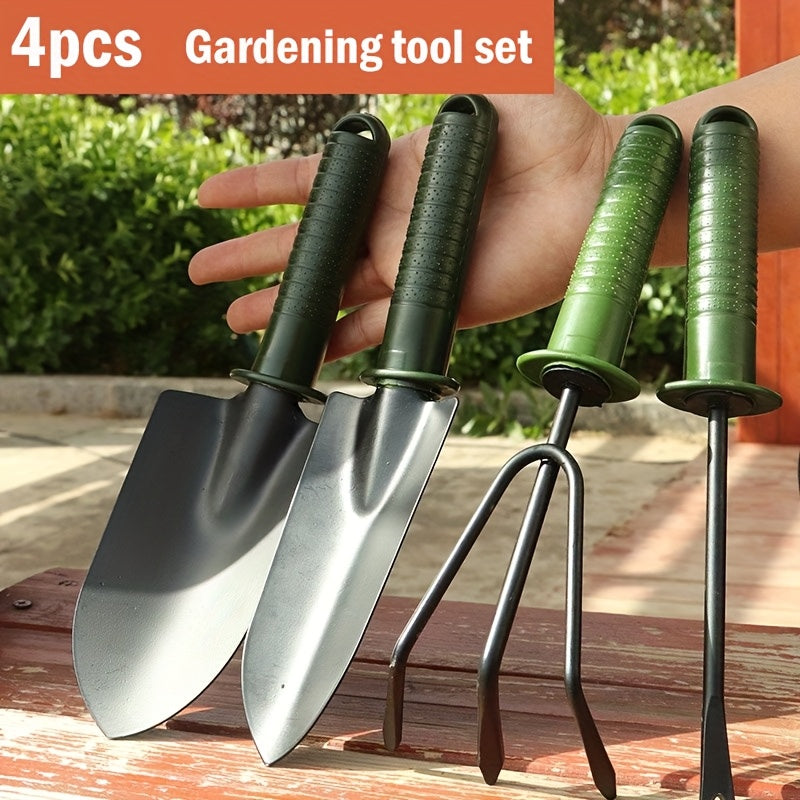 Juego de Herramientas para el Cuidado del Jardín de 4 Piezas, Utensilios Multifuncionales para la Siembra y Plantas en Macetas, Kit Esencial para Aficionados al Jardinería
