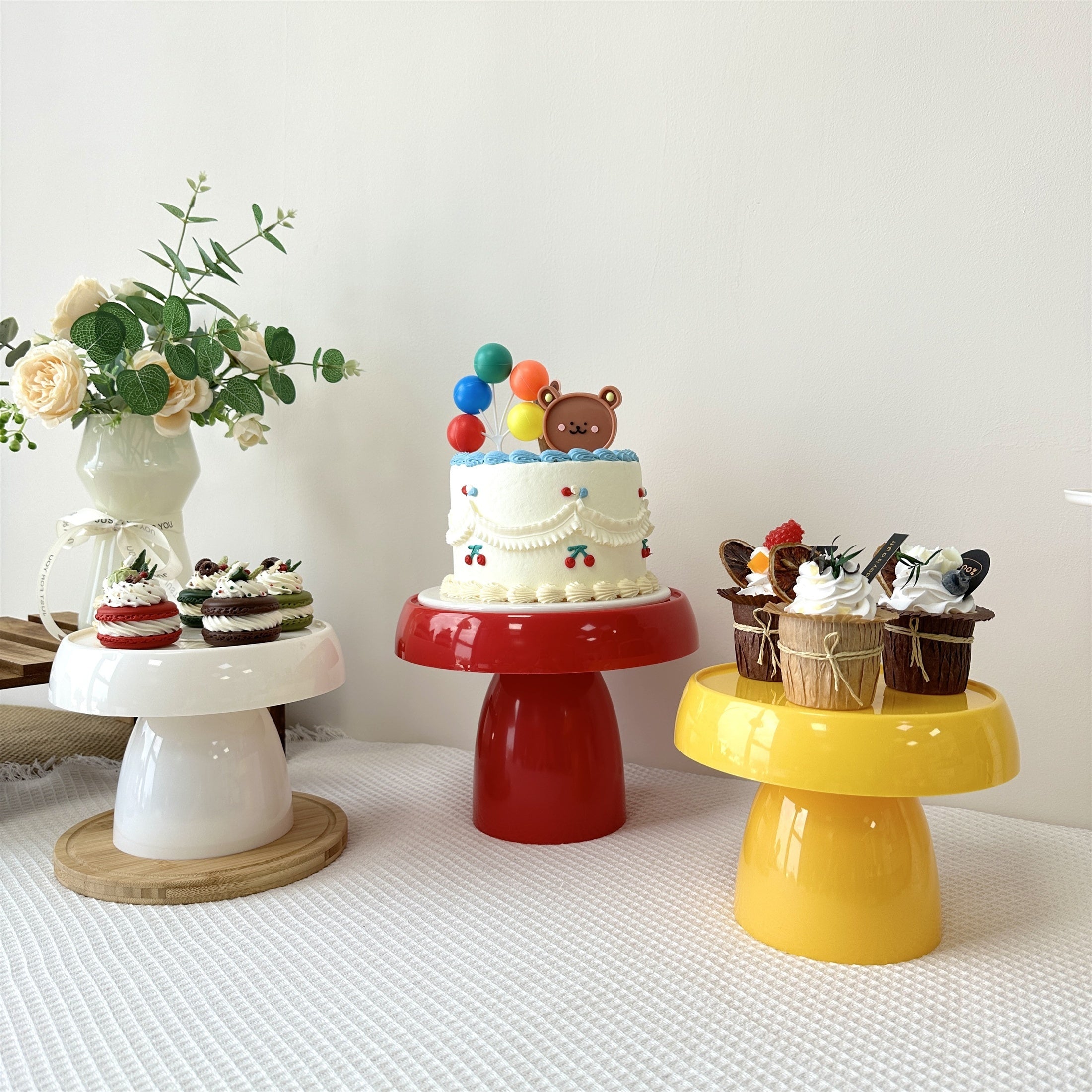 Set de 3 soportes para cupcakes de plástico ABS - Exhibidor de postres en forma de hongo para bodas, cumpleaños, fiestas, Navidad y decoración de Halloween