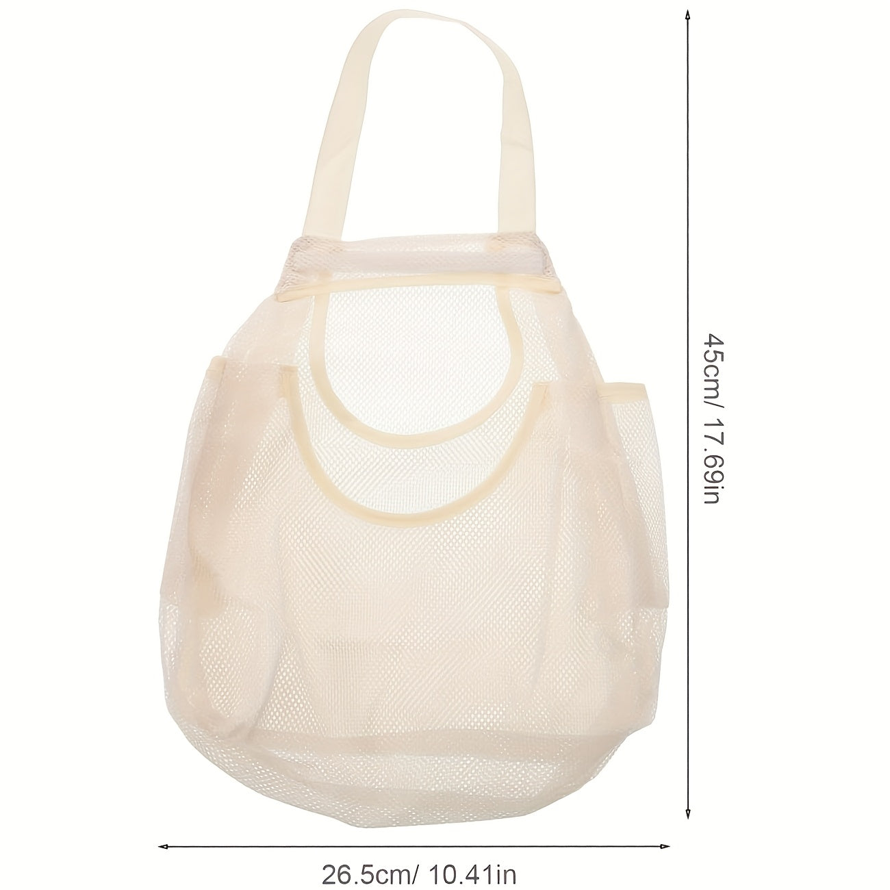 Bolsa de Almacenamiento de Juguetes de Malla Beige - Organizador de Peluche Reutilizable con Lazo para Colgar para Viajes de Niños y Esenciales de la Sala de Juegos, Caja de Almacenamiento de Juguetes