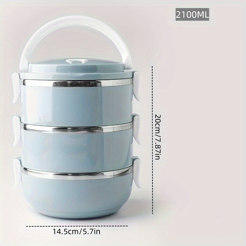 Juego de Lonchera de Acero Inoxidable - Caja Bento Aislada de 1 Capa con Tapa, Lavable a Mano, Forma Cilíndrica, Ideal para Oficina, Escuela, Camping y Picnic, Recipiente de Almacenamiento (2800ml)