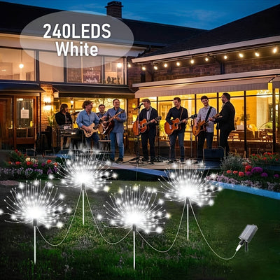 6 Piezas de Luces LED Solares para Exteriores, Iluminación Exterior con 8 Modos, Adecuadas para Áreas Escénicas, Patios, Jardines, Césped, Tiendas de Campaña y Fiestas, Decoraciones para Bodas (240/360 LED) - 4 Piezas
