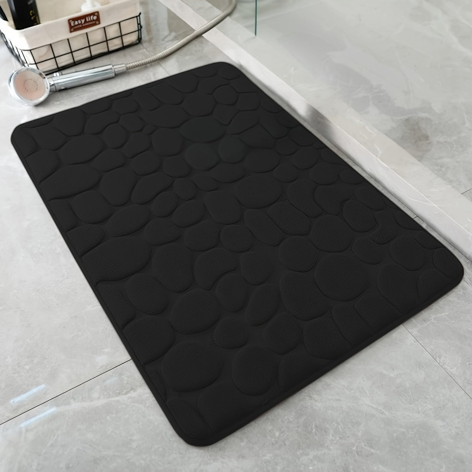 1pc alfombra de suelo absorbente antideslizante con textura de adoquín, estilo minimalista, seis opciones de color, 59.94*40.64cm, tacto suave y agradable a la piel, esponja gruesa que absorbe rápidamente la humedad, lavable a máquina, decoración de Rama