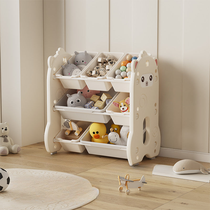 Armario de Pared Plástico Blanco con Cajones y Estantes Multinivel - Organizador de Alta Capacidad para Peluches, Libros, Muebles de Sala, Diseño Divertido