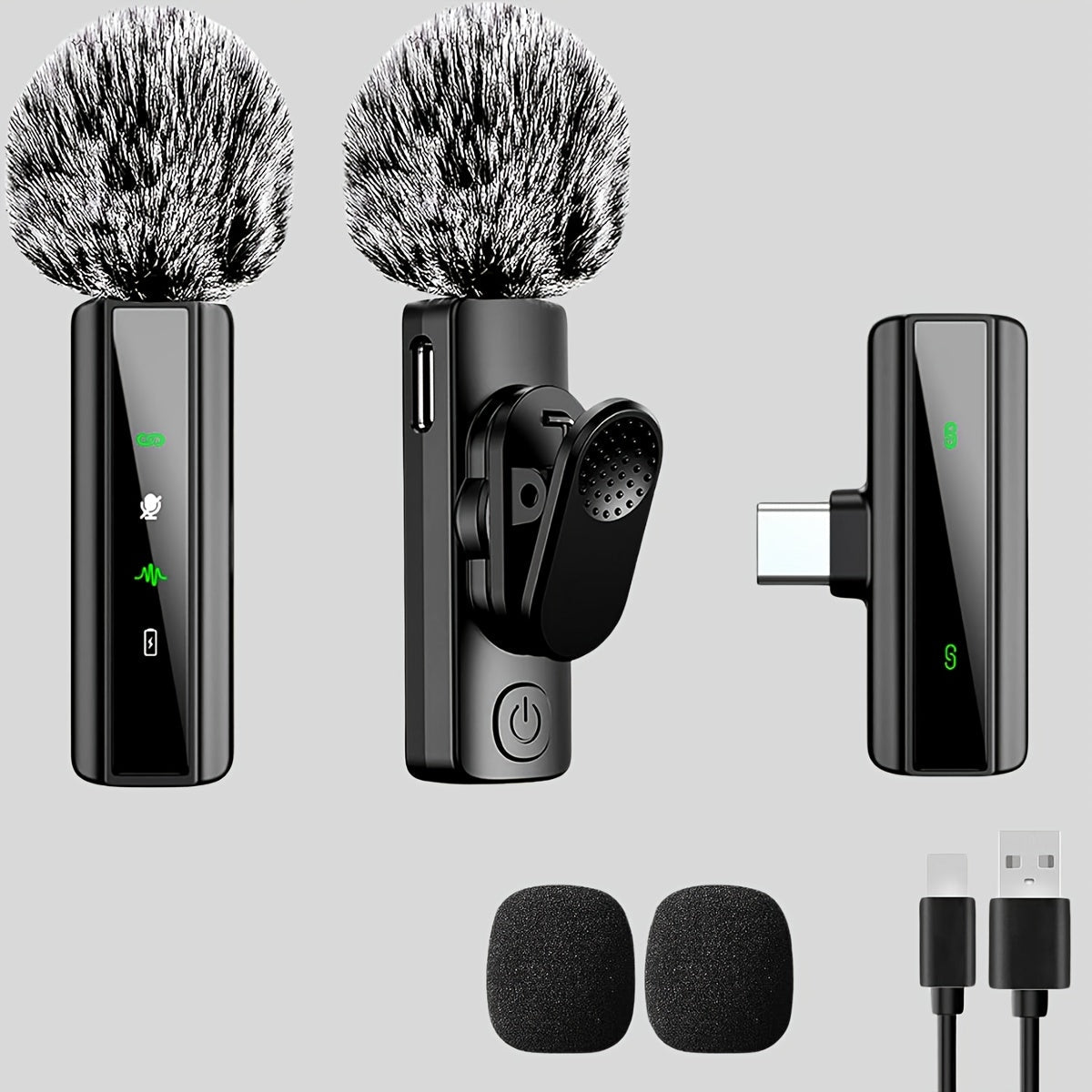 Microfono sin varillas de solapa con pantalla LED, micrófono portátil para grabación de video y podcast con cancelación de ruido HD, función de reverberación silenciosa para creadores de contenido