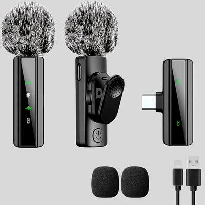 Microfono sin varillas de solapa con pantalla LED, micrófono portátil para grabación de video y podcast con cancelación de ruido HD, función de reverberación silenciosa para creadores de contenido