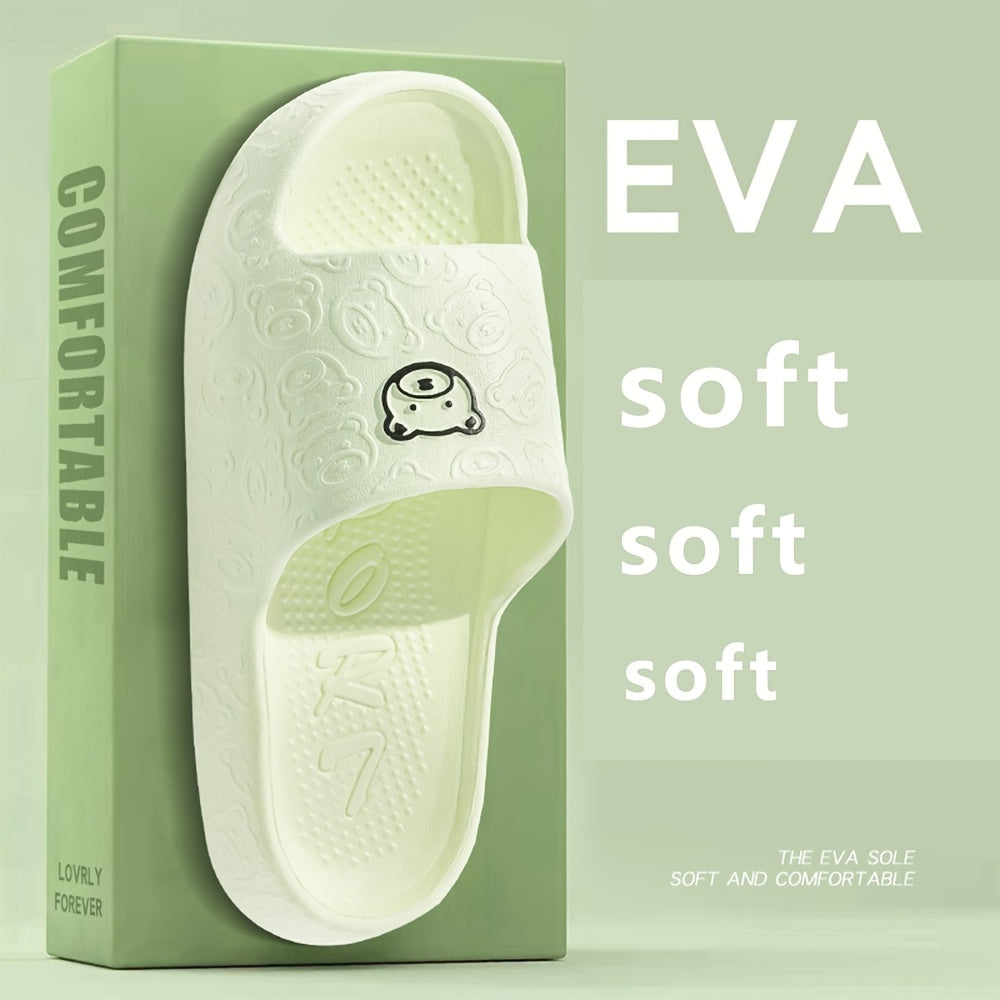 1 par de chanclas unisex de EVA, cómodas y sin cordones, de color sólido para verano, uso en interiores, baño y ducha, con suela suave antideslizante, interior y plantilla lavables a mano