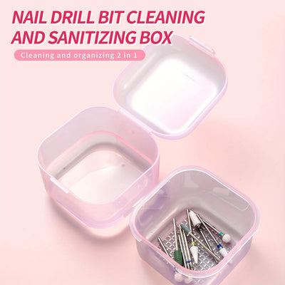 Caja esterilizadora de brocas para uñas de doble capa - Estuche de limpieza portátil y reforzado para uso en salón, sin necesidad de energía eléctrica, sin aroma, ideal para esterilización y organización de herramientas de manicura, estuche esterilizador
