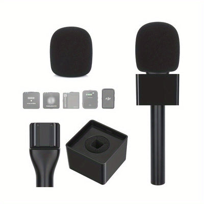 Conjunto de Adaptador Lavalier Inalámbrico para DJI y RODE, Incluye Bandera de Micrófono Personalizada, Soporte de Micrófono Inalámbrico, Material ABS Duradero, Negro