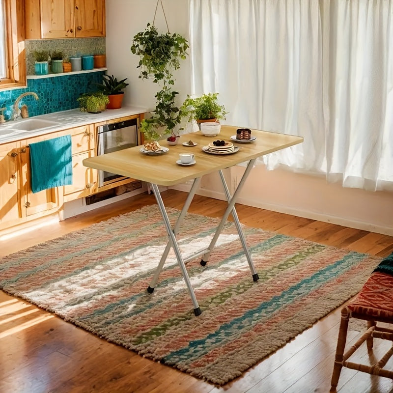 1pc Mesa Plegable Compacta y Duradera - Madera de Alta Densidad, Estructura Metálica, Sin Necesidad de Energía - Adecuada para Camping al Aire Libre, Barbacoas, Residencias Estudiantiles, Casas de Alquiler, Restaurante, Uso en Oficina, Portátil