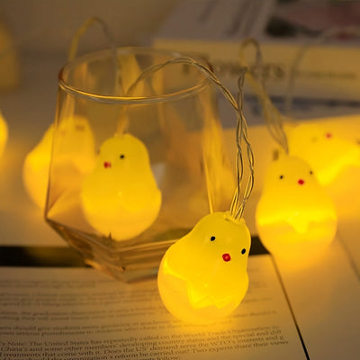 1 pieza de encantadoras luces de cadena LED de cascarón de huevo de pollo - alimentadas por batería, cálido resplandor amarillo para decoraciones de Pascua y Navidad, ambiente hogareño e interior, material PP, sin baterías incluidas, encantadoras luces p