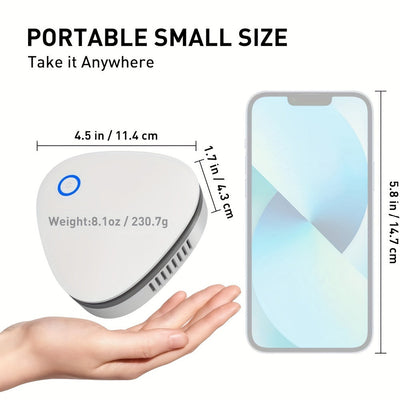Purificador de ozono portátil mini, 20mg/h, recargable por USB con batería de litio de 1800mAh incorporada, para hogar, coche, refrigerador, armario de zapatos, bolsa de caza - Material de plástico