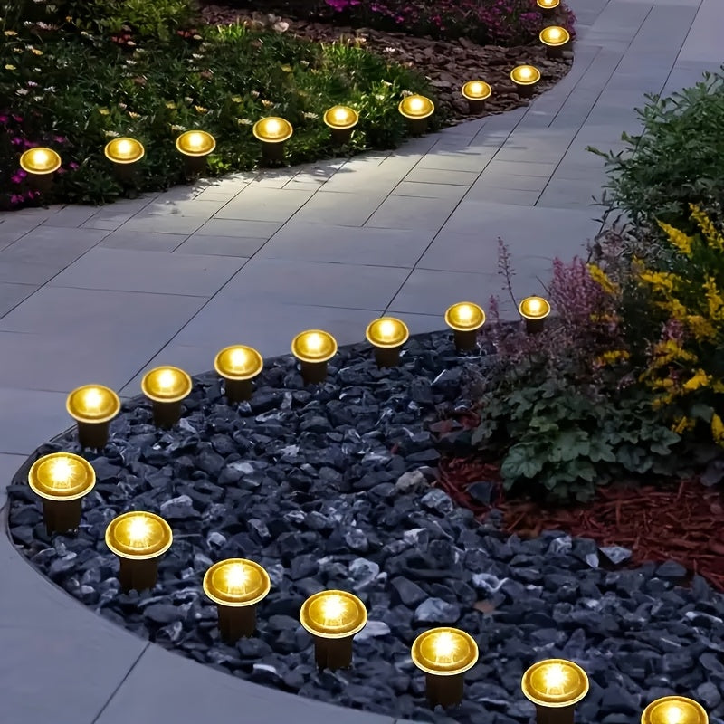 30 luces solares para exteriores, iluminación cálida amarilla, luces de plástico para césped, jardín y decoración de villas, ambiente navideño, luces solares para exteriores
