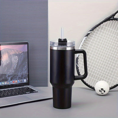 Botella de Agua Aislada de Acero Inoxidable con Pajita y Asa - Gran Capacidad, Taza Deportiva a Prueba de Fugas para Fitness, Viajes y Oficina - Regalo Perfecto para Vacaciones, Botella de Agua Deportiva