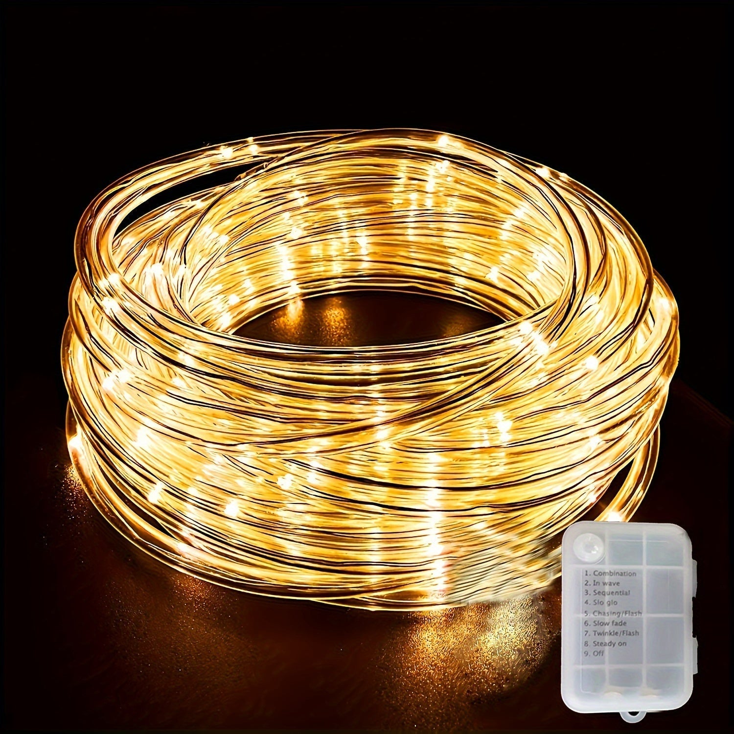 1 pza. Tubos de luces de caja de batería de 8 funciones, tiras de luces, decoraciones y accesorios para interiores y exteriores, utilizados para iluminación de jardines, bodas, fiestas, árboles, iluminación navideña sin baterías.