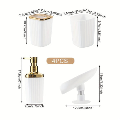 4 Piezas, Soporte Para Cepillo De Dientes, Vaso Para Enjuague Bucal Y Jabonera, Ideal Para Organizar Los Artículos Esenciales De Su Baño Accesorios De Baño, Kit De Baño Con Estilo Y Funcional Con Dispensador De Loción