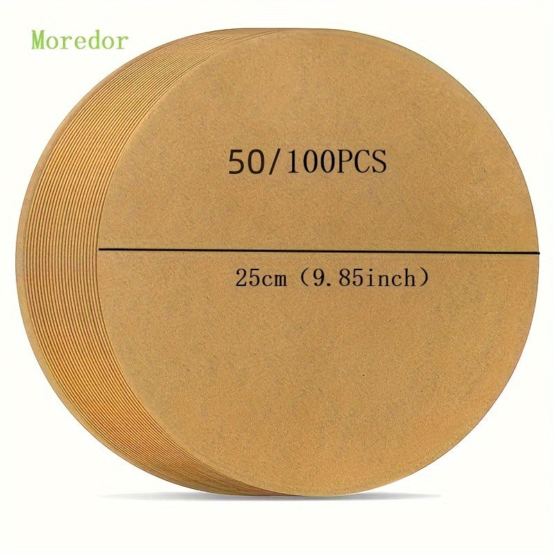 Papel de hornear redondo de 10 pulgadas (25,4 cm) de MOREDOR, antiadherente, ideal para hornear, asar, vaporizar y usar en microondas, duradero, fácil de limpiar, perfecto para moldes de pastel redondos y accesorios de freidora de aire, papel de asado, e