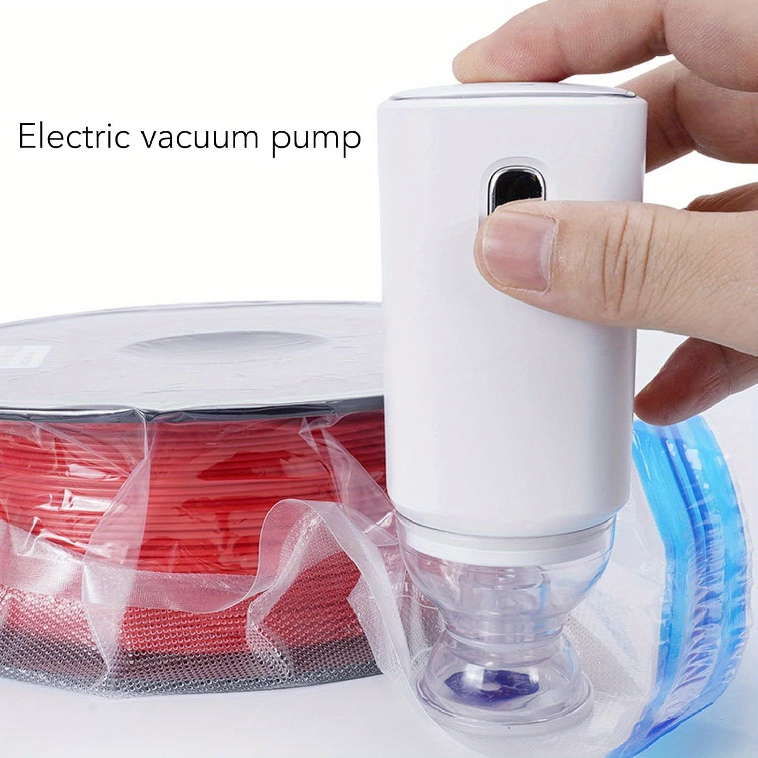 Bomba de vacío mini recargable USB con 5 bolsas reutilizables - Bomba de aire de viaje de ahorro de espacio para almacenamiento de alimentos, compresión de ropa y más, Bomba de vacío de viaje | Bomba de vacío compacta | Batería recargable, Máquina sellad