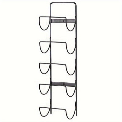 Estante de vino de metal de estilo tradicional - Estantes flotantes para colgar en la pared con acabado lacado, organizador de almacenamiento de 5 niveles para baño, estante de exhibición de botellas de arte de pared moderno decorativo